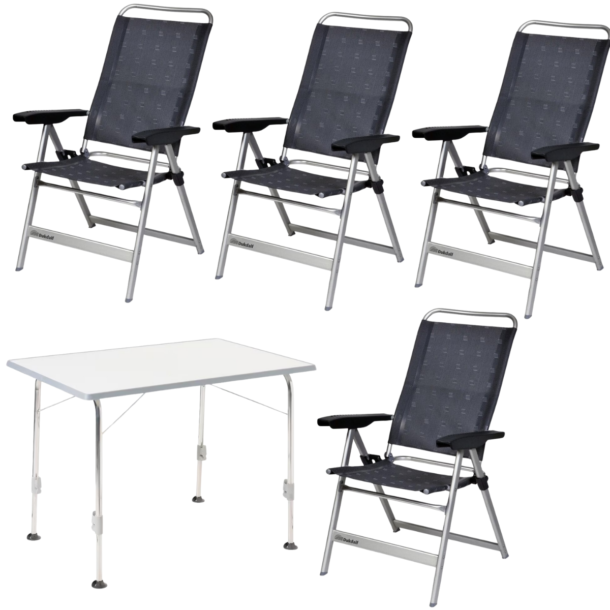 DUKDALF Stuhl Dynamic anthrazit 4er-Set - Tisch STABILIC III 115x70 cm hellgrau - 41-00-0677-4 40-24-1157.0