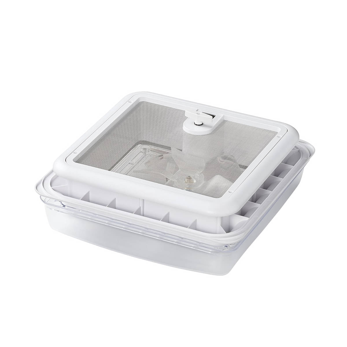 ProPlus Dachhaube mit 12V-Ventilator- 280x280 mm- Dachstaerke 28-80 mm- ohne Zwangsbelueftung- Transparent 610900