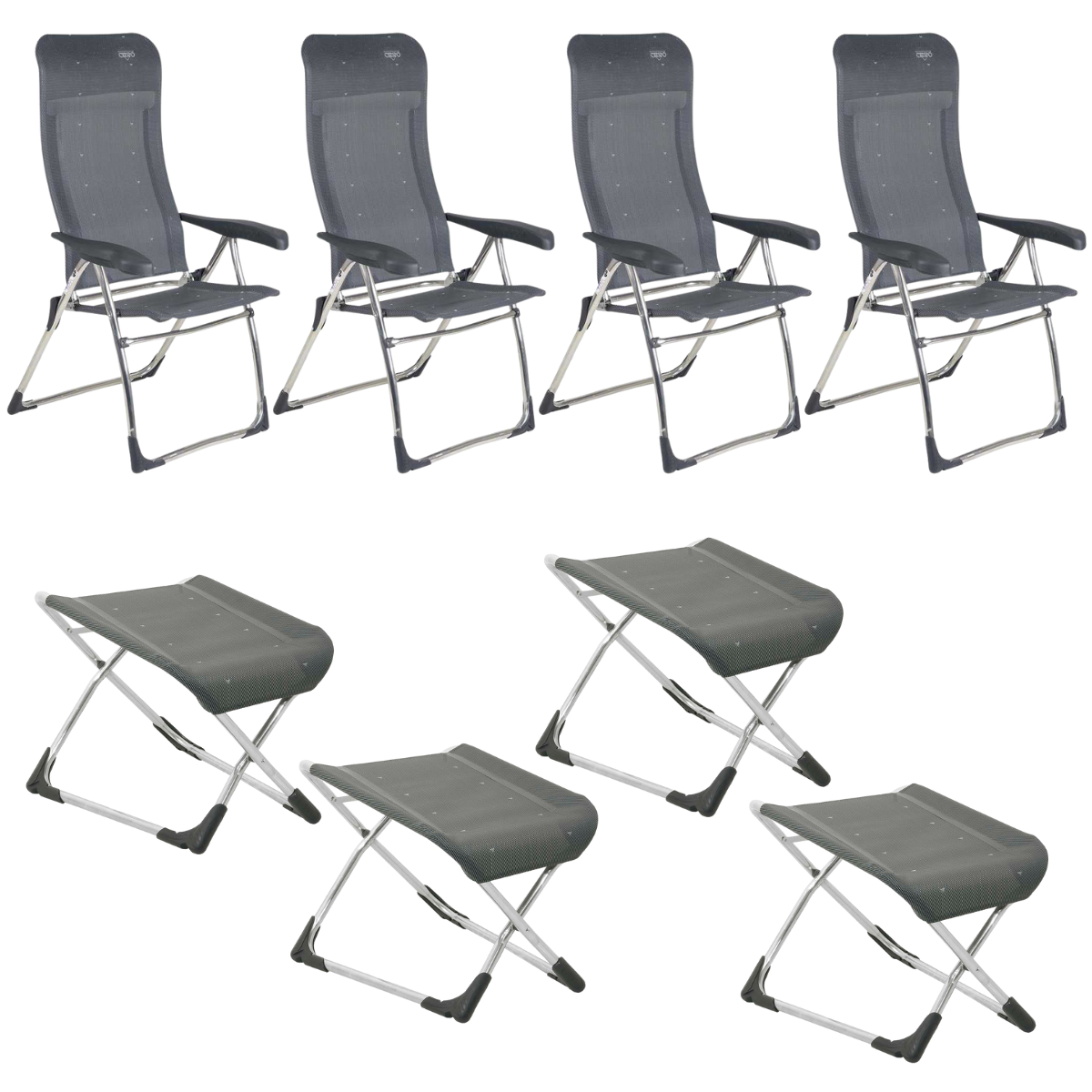 CRESPO Campingstuhl Classic AL-215 anthrazit - freistehende Beinauflagen AL-231 4er-Set - 1148043 1104940