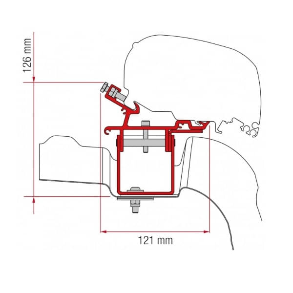 Markise FIAMMA F80 S 320 Royal grey Gehaeuse deep black inkl. Adapter VW Crafter II MAN TGE H3 L3 ab 2017 ohne Schiene auf dem Dach