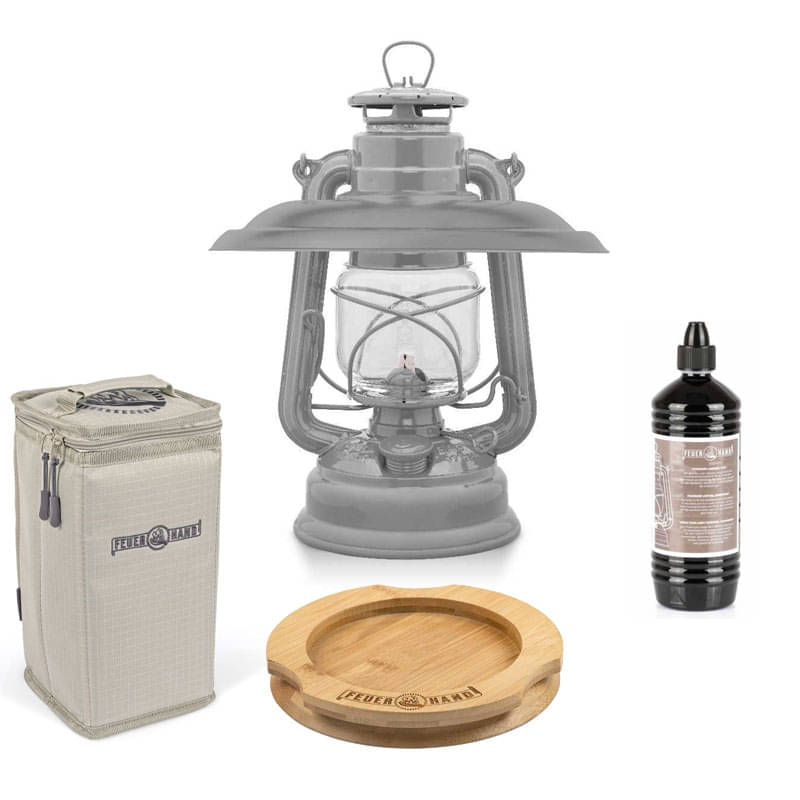 FEUERHAND Sturmlaterne 276 Nordic Grey Komplett-Set 5.0