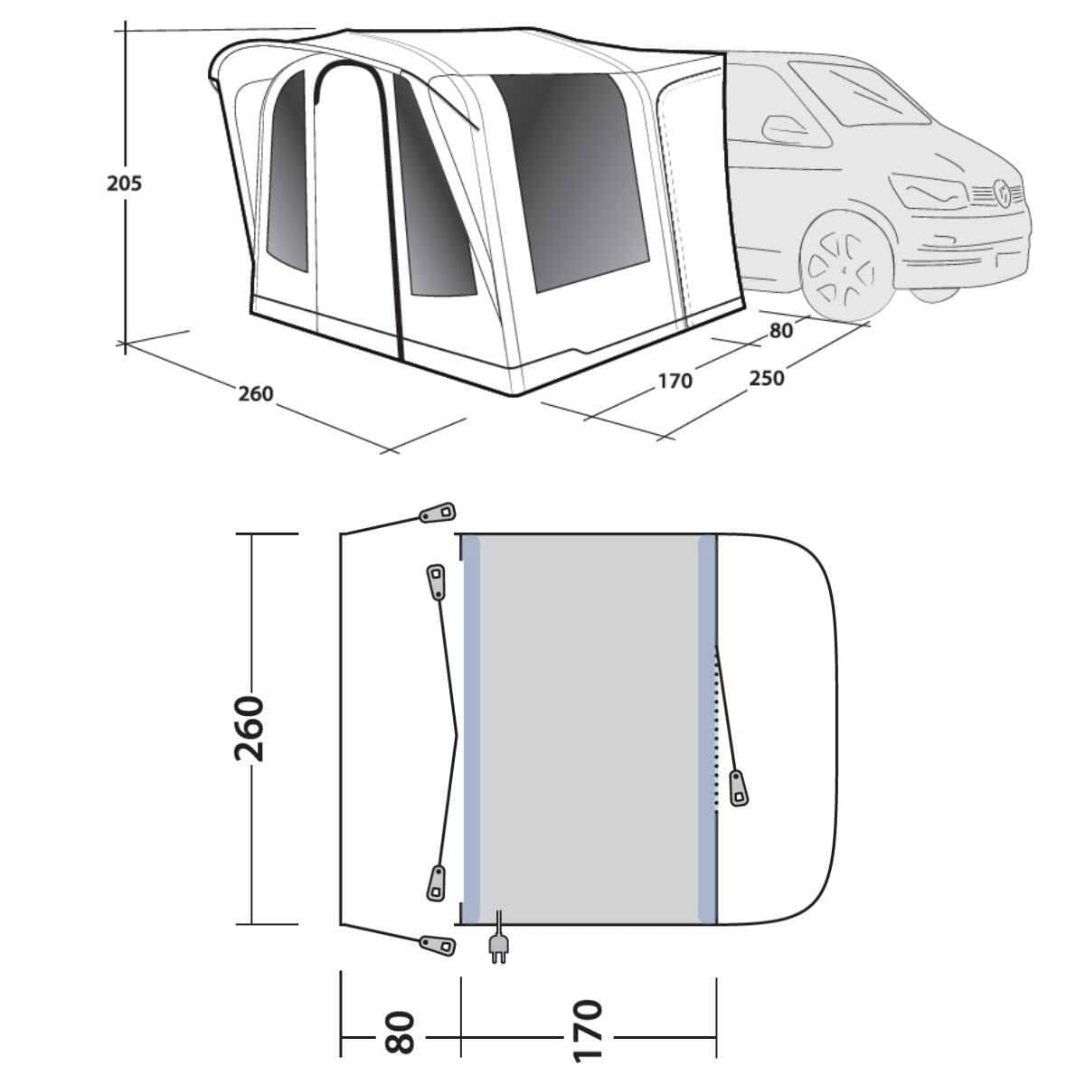 Outwell aufblasbares Busvorzelt Santa Monica Air- Anbauhoehe 175-200 cm - 111502