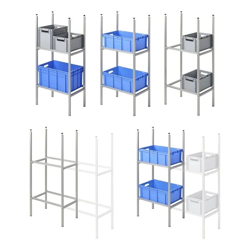 ProPlus Aufbewahrungssystem Aluminium fuer Wohnmobilgarage – Basispaket mit 3 Faechern- 65 x 41 x 144 cm- 230400