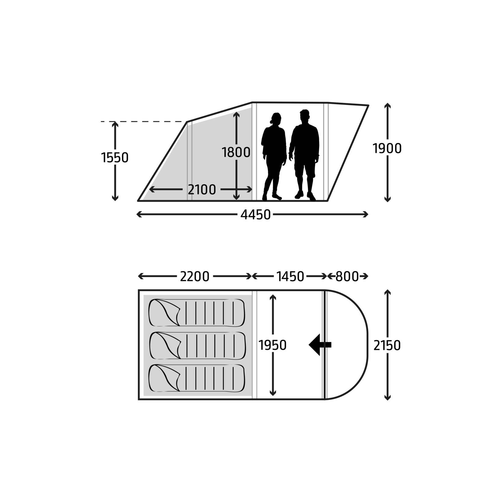 Kampa Brean 3 AIR aufblasbares Campingzelt fuer 3 Personen