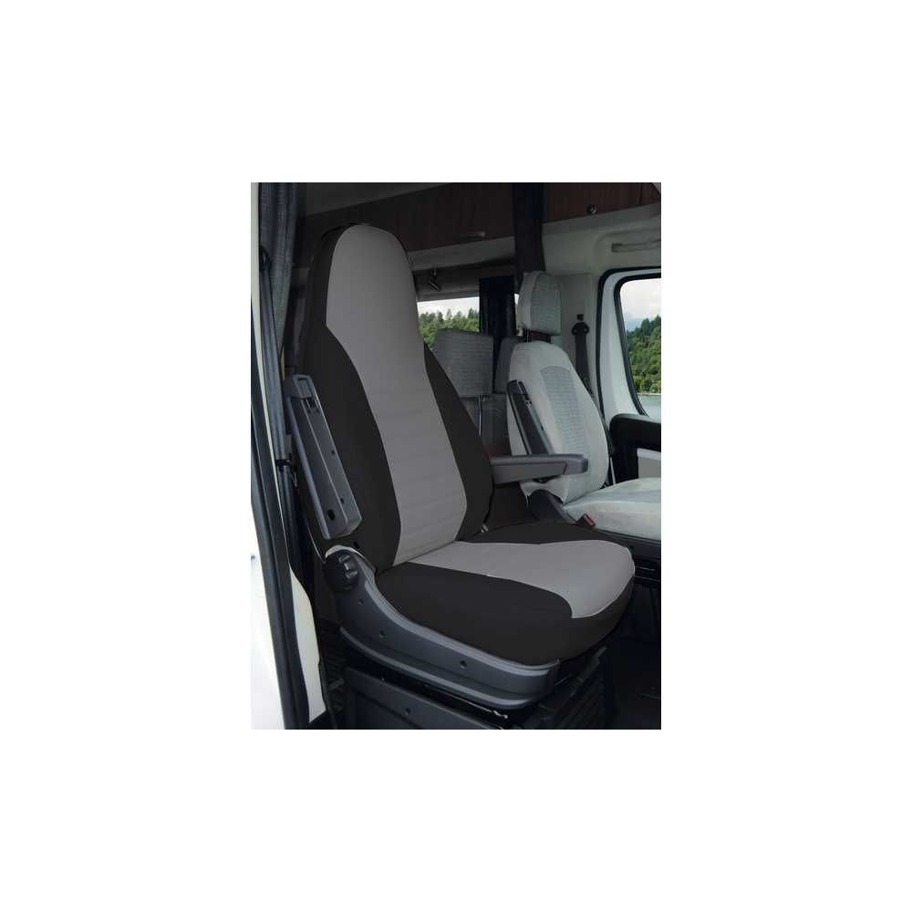 CARBEST Schonbezug Integralsitz Fiat Ducato ab Bj. 14- Kunstleder Schwarz-Grau 2er-Set - 943561