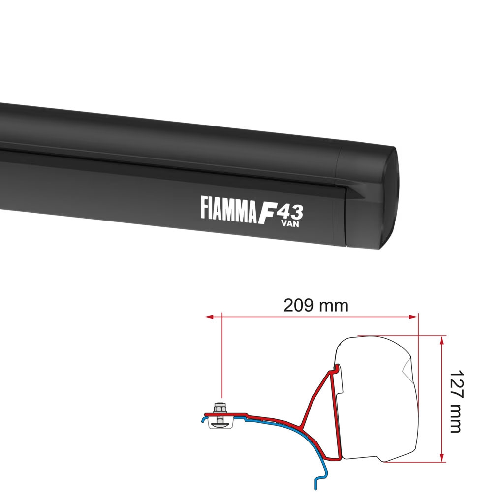 FIAMMA Markise F43 Van 270 Deep black inkl. Adapterkit VW T5 T6 mit C-Schiene08833A01R 98655A686