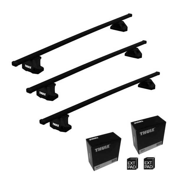 Kompletter Thule Dachtraeger Evo mit SquareBar Stahl Vierkantprofilen - Set mit 3 Traversen