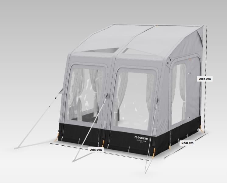 DOMETIC aufblasbares Vorzelt Rally AIR Tour 260S- 260 x 250 cm- Anbauhoehe 235-265 cm - CampingFactory-Starter-Edition