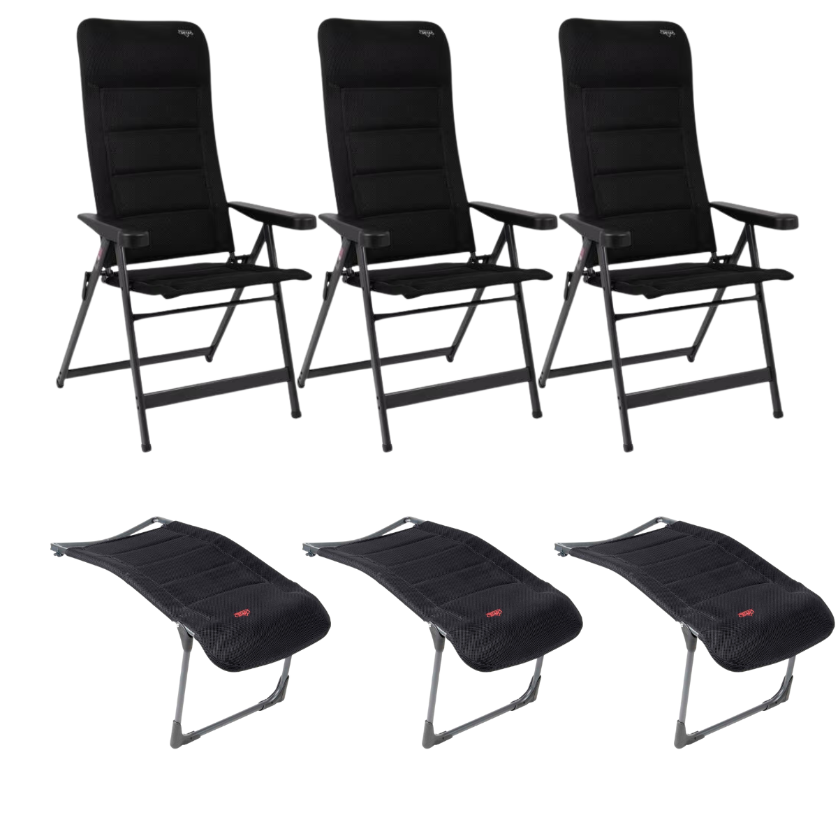 CRESPO Campingstuhl Air Deluxe AP-240-AD schwarz - Beinauflagen RP-215-AD 3er-Set - 1149141 1104883