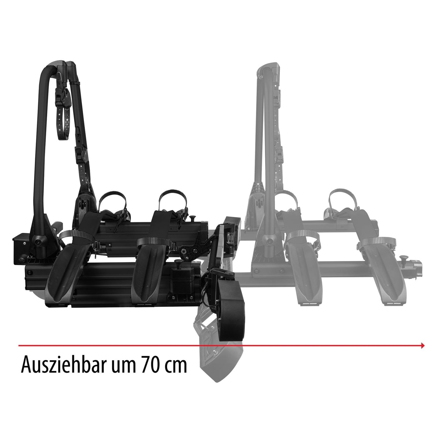 Fahrradtraeger EUFAB SD260 black ausziehbar fuer 2 Raeder Hecktueren 11619 inkl. Tasche 11636