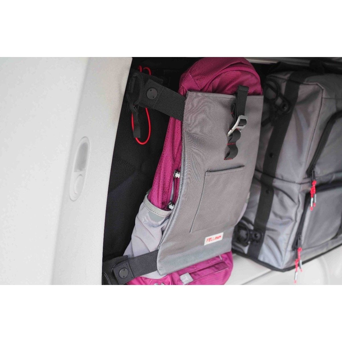 Fenstertaschen-Set FELLEISEN 2x BasicONE - 1x Flexbag fuer VW Transporter T5-T6-T6.1 lang mit Gurt im Fenster- Fahrer- oder Beifahrerseite- Schwarz- ohne Thermomatte TST 6701 13-A