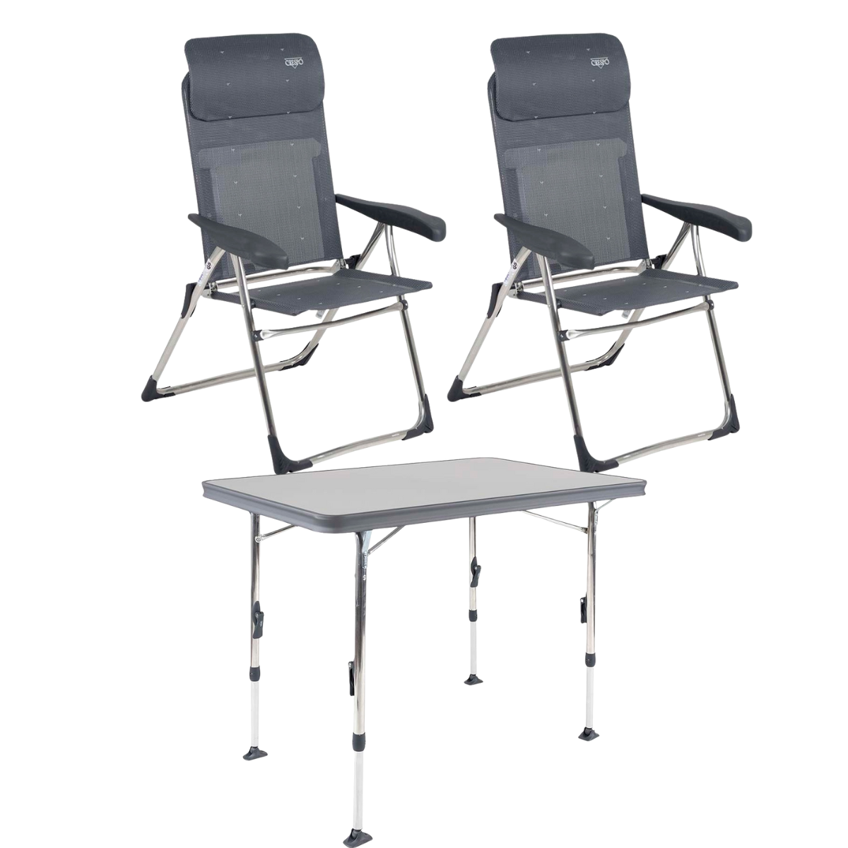 CRESPO Campingstuhl Classic Compact AL-213-C-40 anthrazit 2er-Set - Tisch Ligero AL-246 101x65 cm - 1104970 1151353