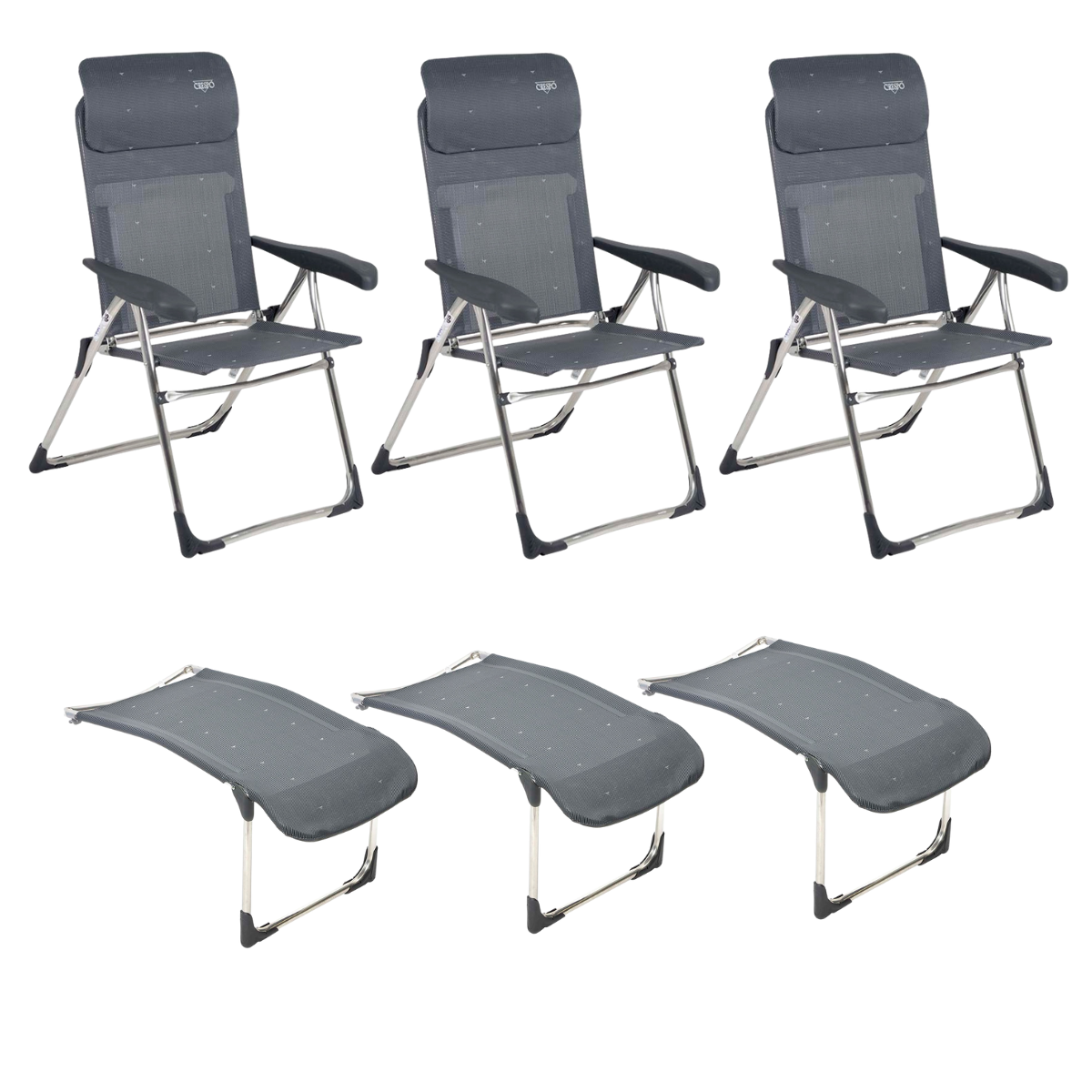 CRESPO Campingstuhl Classic Compact AL/213-C-40 anthrazit & Beinauflagen R/215-M 3er-Set CRESPO Campingstuhl Classic Compact AL-213-C-40 anthrazit - Beinauflagen R-215-M 3er-Set - 1104970 1104890