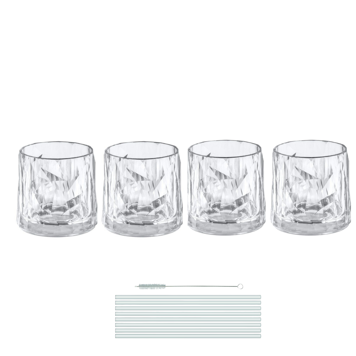 KOZIOL Superglas CLUB NO. 2 Trinkglas 250 ml 4er-Set - Trinkhalme