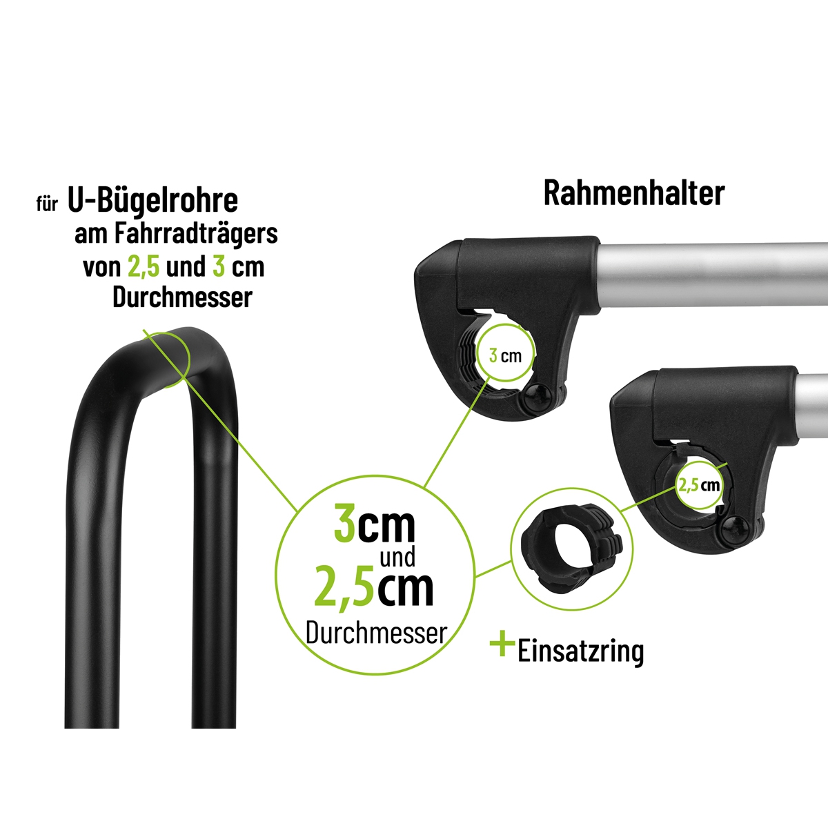 EUFAB Rahmenhalter Verstellbarer Strap-Halter 27cm fuer 2. Fahrrad 11247