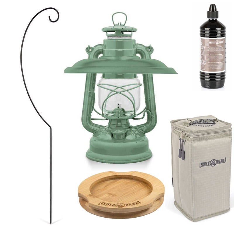 FEUERHAND Sturmlaterne 276 Sage Green Premium-Set 3.0