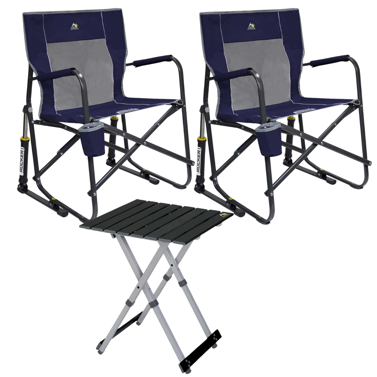 Set GCI Tisch Camp Table 20 - 2 Schaukelstuehle Freestyle Rocker Indigo Blue - 37060 39126