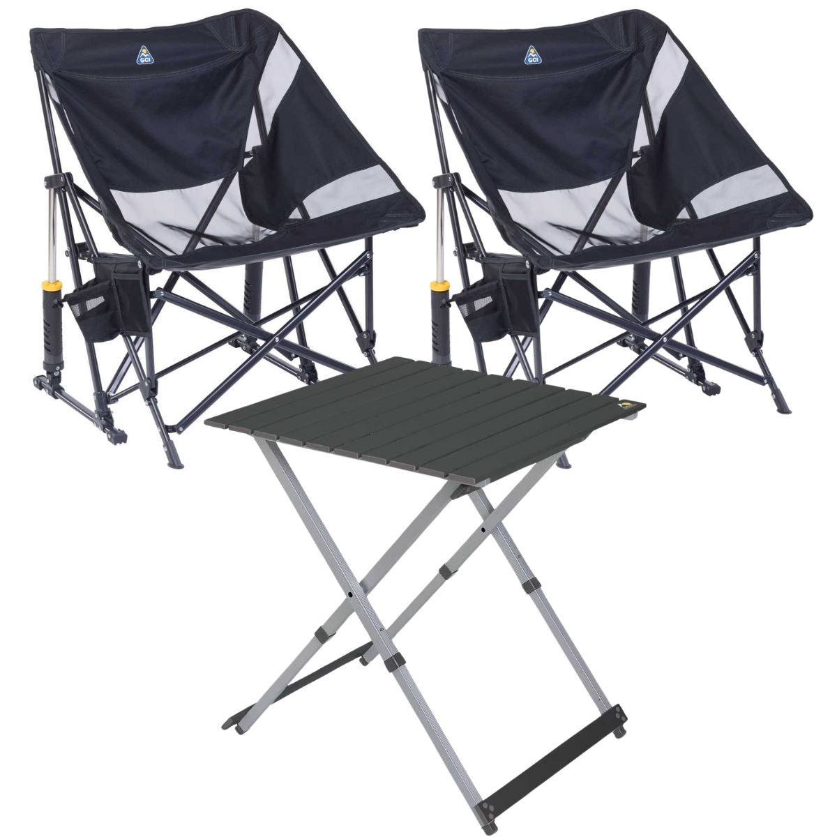 Set GCI Tisch Camp Table 25 & 2 Schaukelstühle Pod Rocker Elite Dark Charcoal Set GCI Tisch Camp Table 25 - 2 Schaukelstuehle Pod Rocker Elite Dark Charcoal - 431339 39226