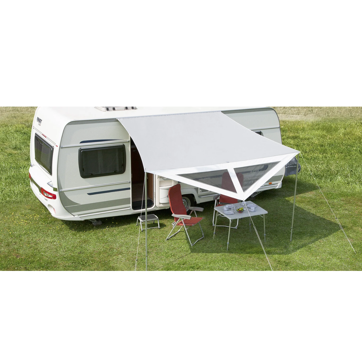 DWT Sonnnenvordach Delta II Gr. 2 250-340 x 240-320 cm mit 22 mm Aufstellstangen - 1870861