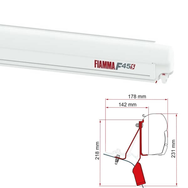 Markise FIAMMA F45 S 260 Royal grey Gehaeuse weiss inkl- Adapterkit Ford Custom Nugget Lift Roof Fiamma Art-Nr. 06280H01R-98655Z114