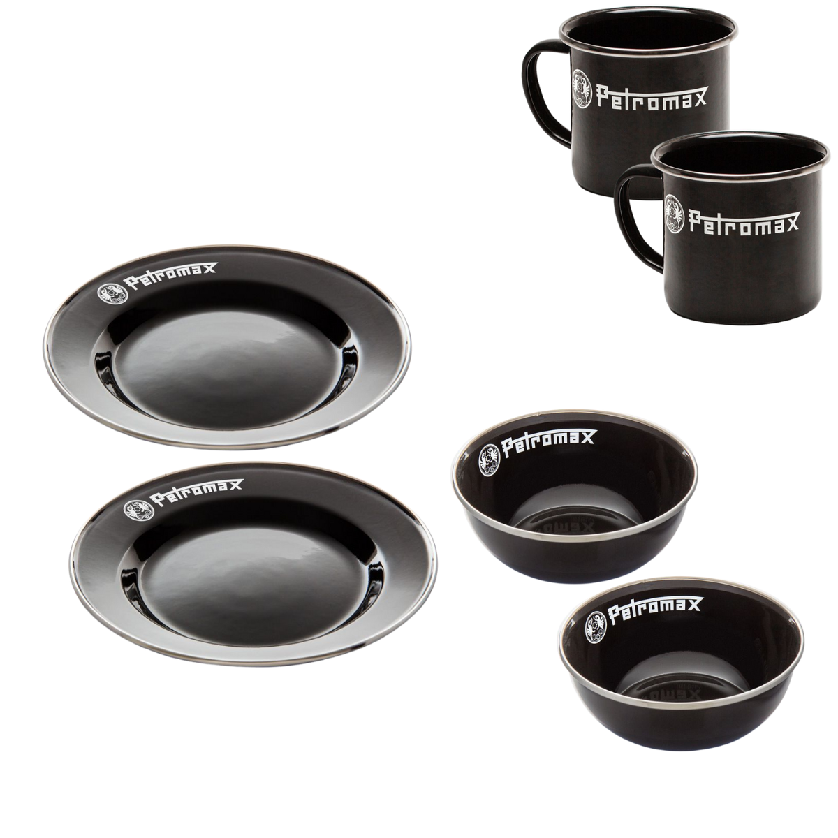 PETROMAX Großes Emaille Geschirrset Schwarz 6-tlg. PETROMAX Grosses Emaille Geschirrset Schwarz 6-tlg.