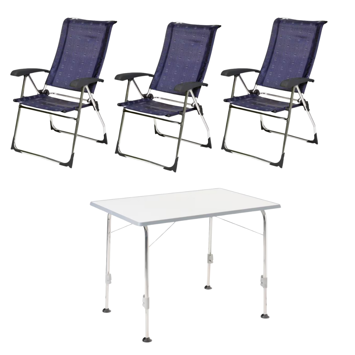 DUKDALF Stuhl Aspen blau 3er-Set - Tisch STABILIC III 115x70 cm hellgrau - 42-01-4611-0 40-24-1157.0