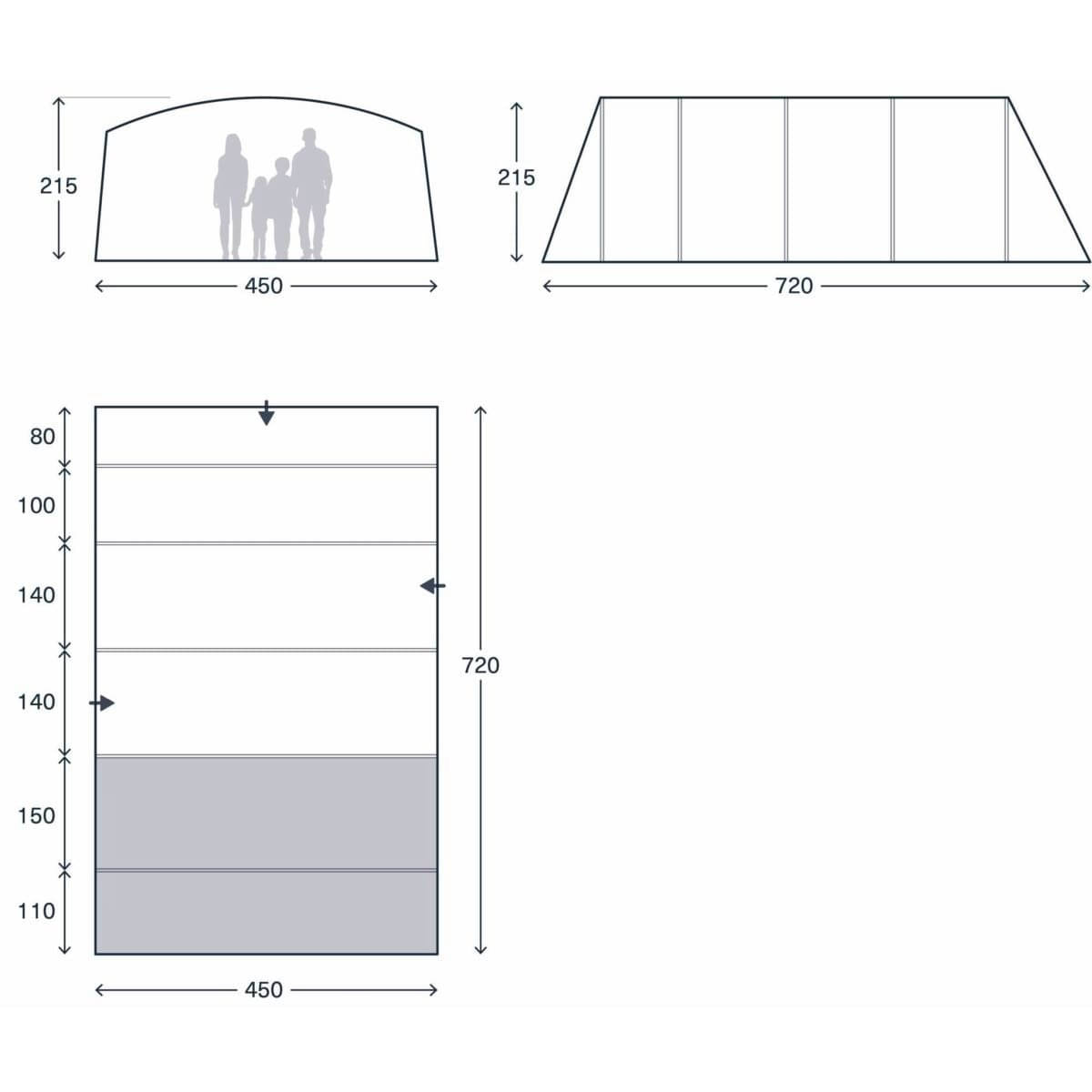 KAMPA auflbasbares Familienzelt Saunton 06 Air - 9120002483