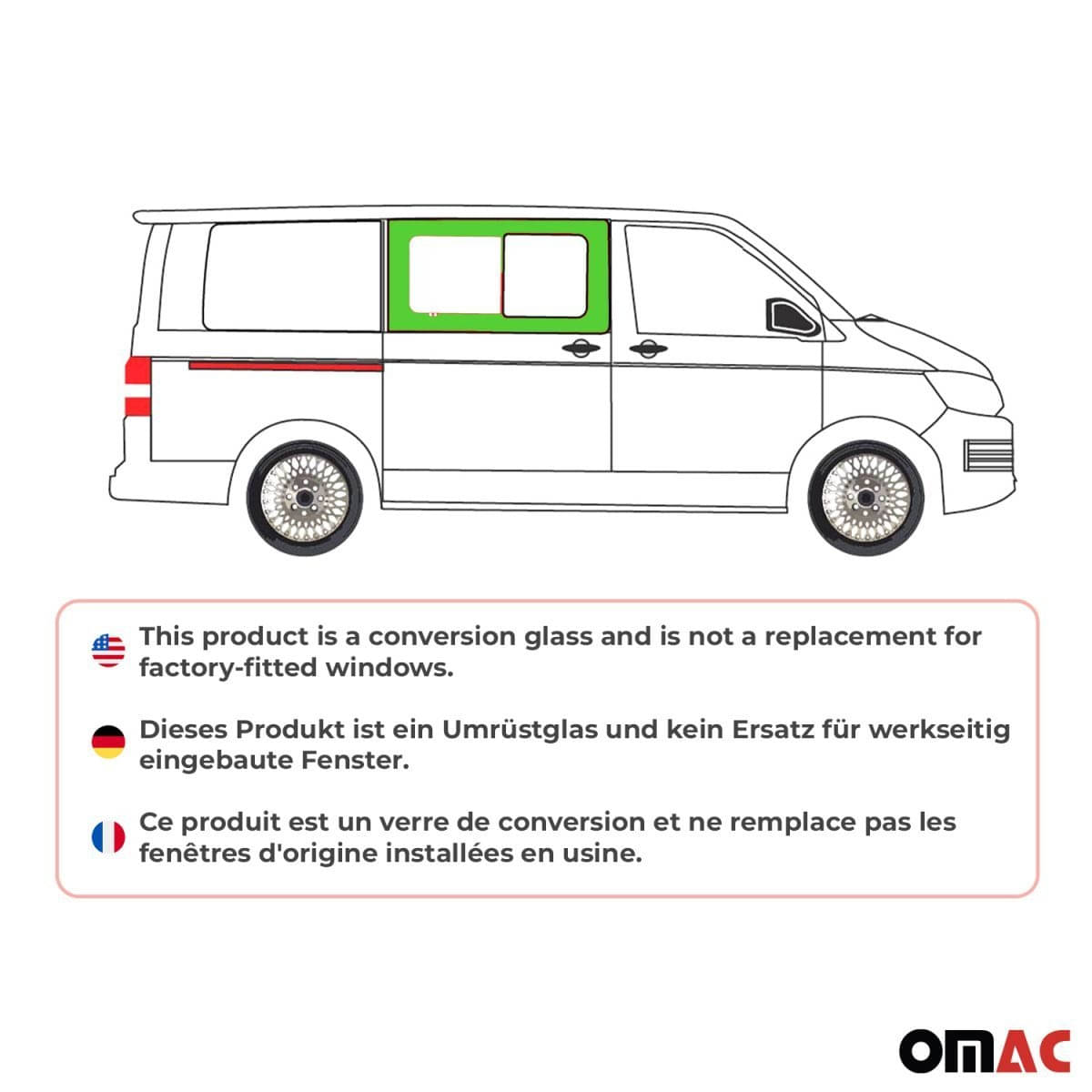 OMAC Seitenfenster Schiebefenster VW T6-T6-1 L1-L2 Bj. 2015-2024 Schiebetuer Rechts - A047802