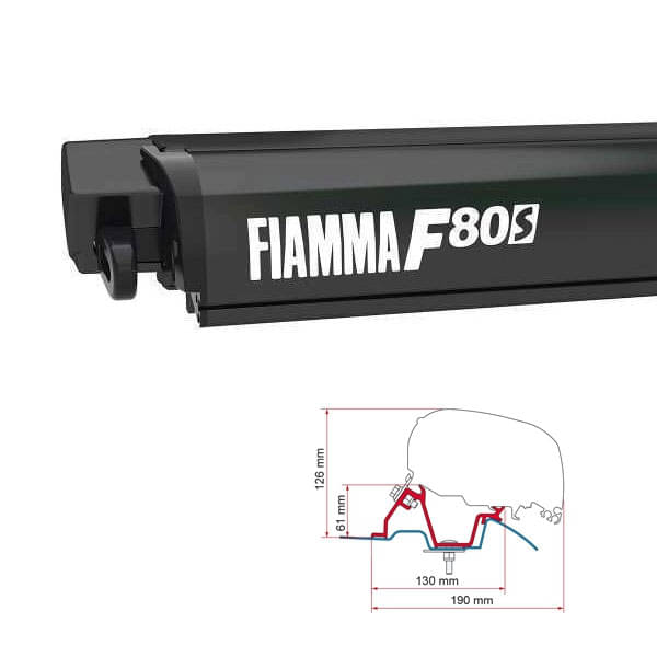 Markise FIAMMA F80 S 370 Royal grey Gehäuse deep black inkl. Adapterkit Mercedes Sprinter II VW Craf Markise FIAMMA F80 S 370 Royal grey Gehaeuse deep black inkl. Adapter Mercedes Sprinter II VW Crafter I H2 L2 ab 2006 - 2018 ohne Schiene auf dem Dach