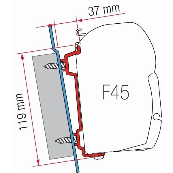 Markise FIAMMA F45 S 260 Royal grey Gehaeuse deep black inkl. Adapter Ford Transit H2 H3 L1