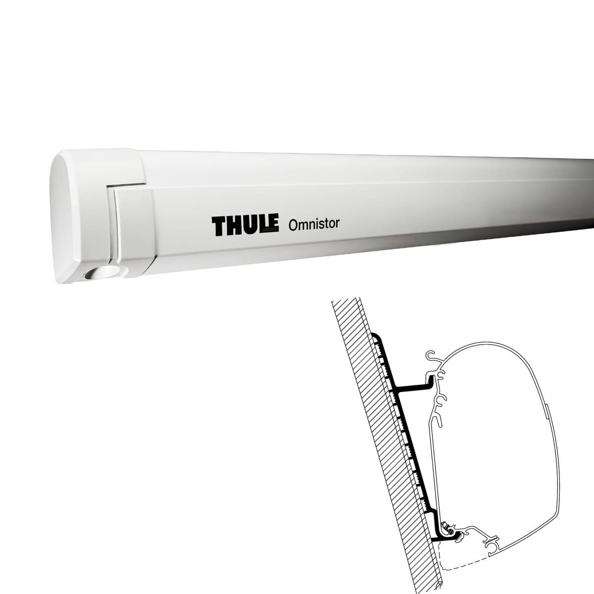 THULE Markise 5200 Mystic grau 350 cm Gehäuse weiß inkl. Adapter Fiat Ducato H3 ab Bj. 06 L3H3 Thule Omnistor 5200 -3-52x2.50- - 301043 - Markise THULE Omnistor 5200 Mystic grau 350 cm Gehaeuse weiss