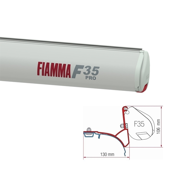 Markise FIAMMA F35 Pro Royal grey 270 cm Gehaeuse titanium inkl. Adapter VW T5 T6 Multivan Transporter mit C-Schiene