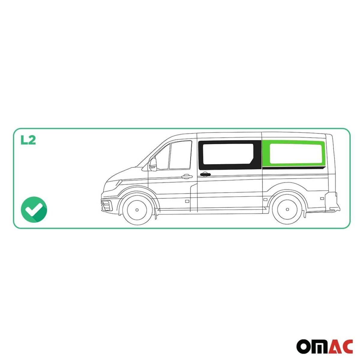 OMAC Seitenfenster Seitenscheibe VW Crafter L2 ab Bj. 2017 Schiebetuer Links - 7556405-1RSDFL