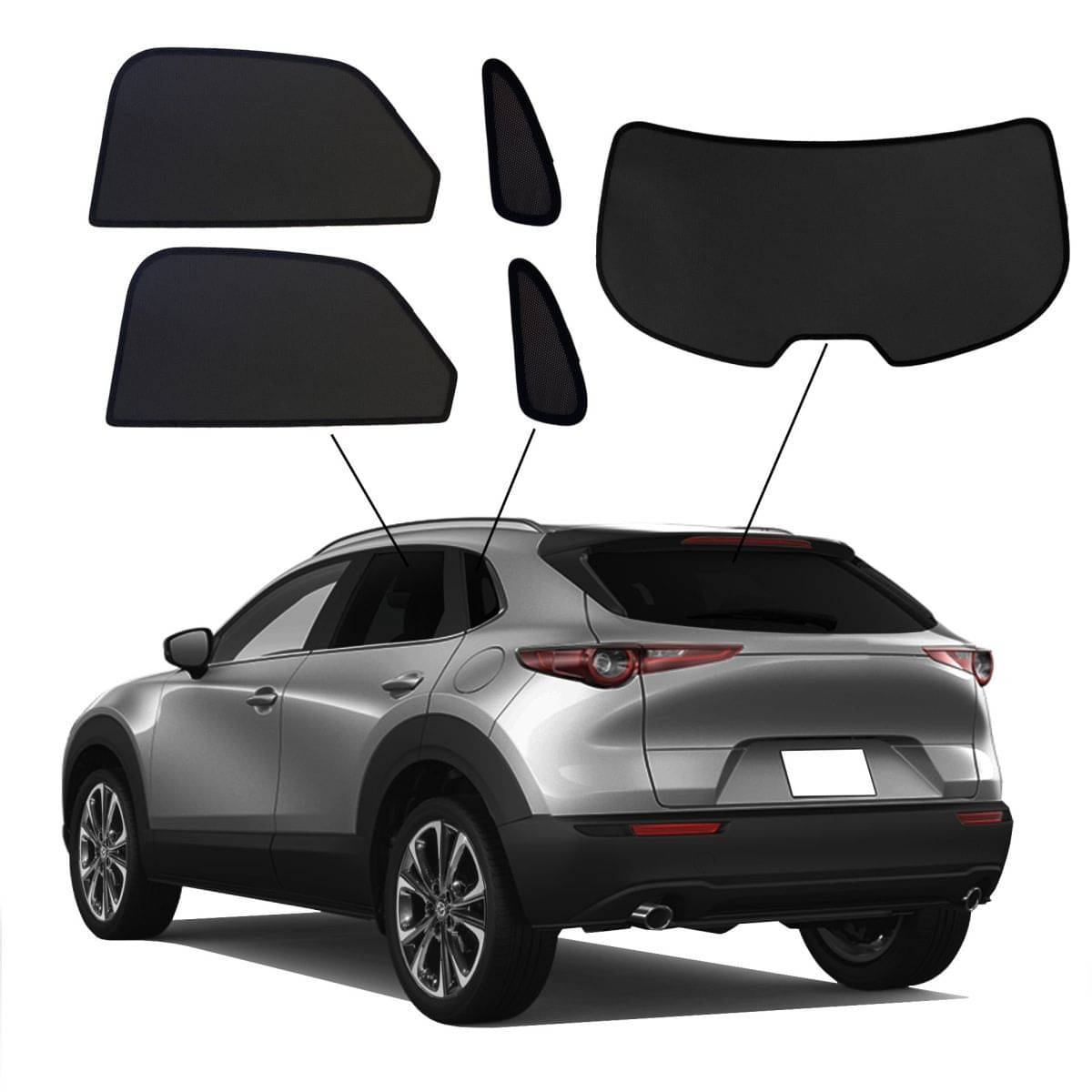 WINDESA SunClip Sonnenschutz - Sichtschutz Mazda CX-30 ab Bj. 2019 Set ABC - sun-10299abc