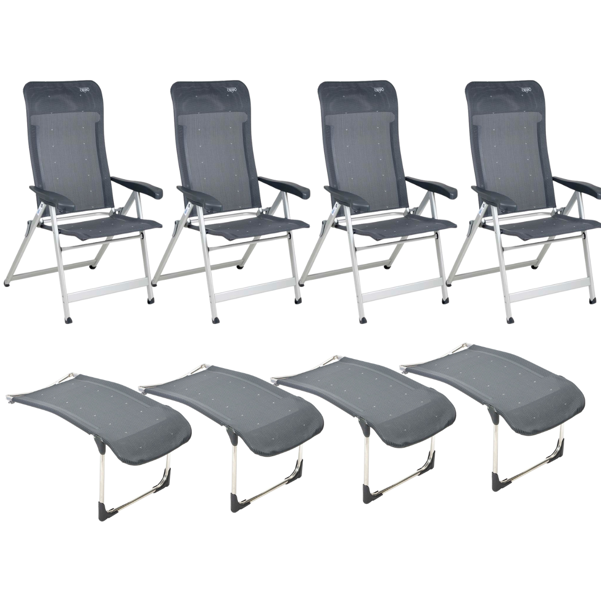 CRESPO Campingstuhl Classic AL-237 anthrazit - Beinauflagen R-215-M 4er-Set - 1149082 1104890