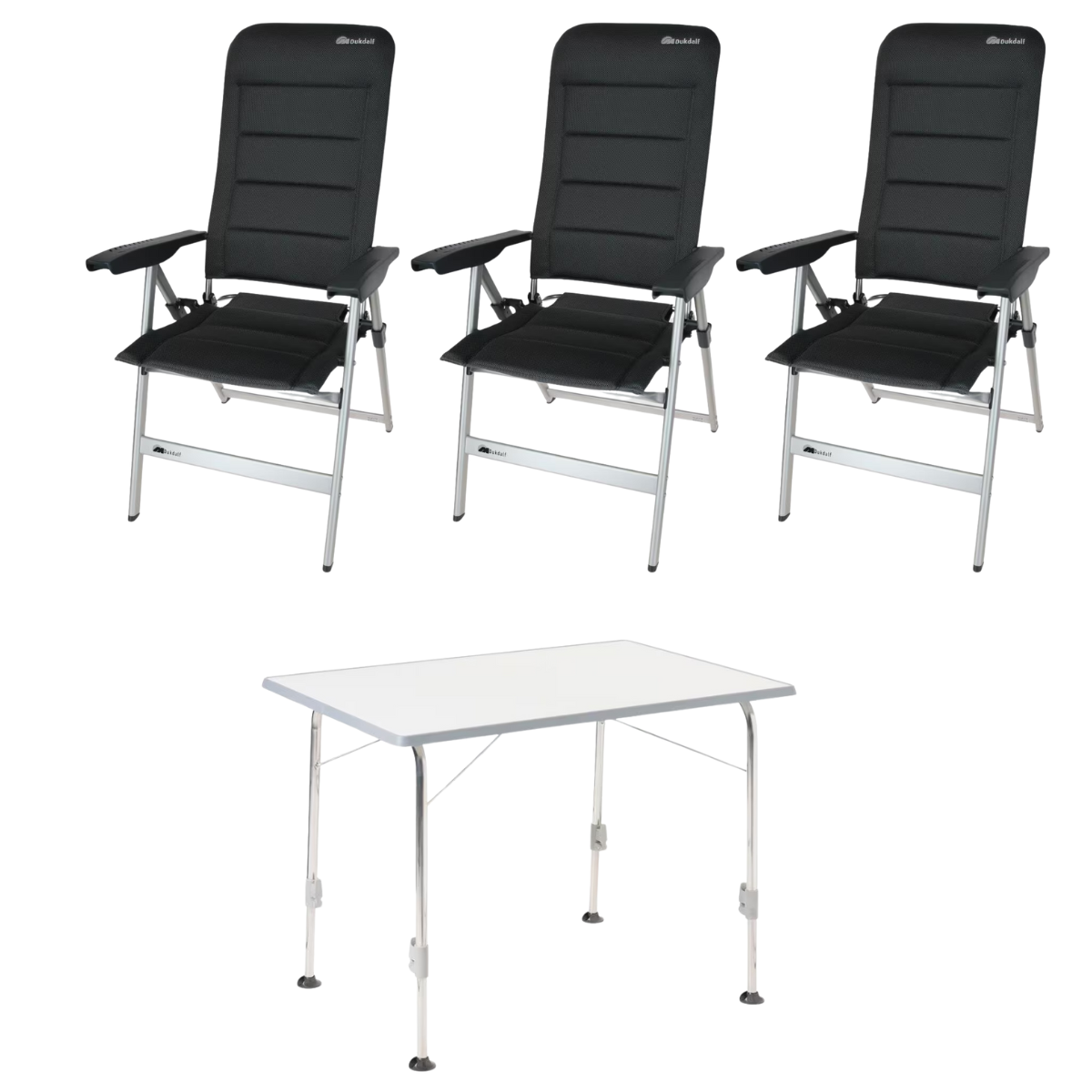 DUKDALF Stuhl Brillante 3D Mesh anthrazit 3er-Set & Tisch STABILIC III 115x70cm hellgrau DUKDALF Stuhl Brillante 3D Mesh anthrazit 3er-Set - Tisch STABILIC III 115x70cm hellgrau - 41-14-8800-4 40-24-1157.0