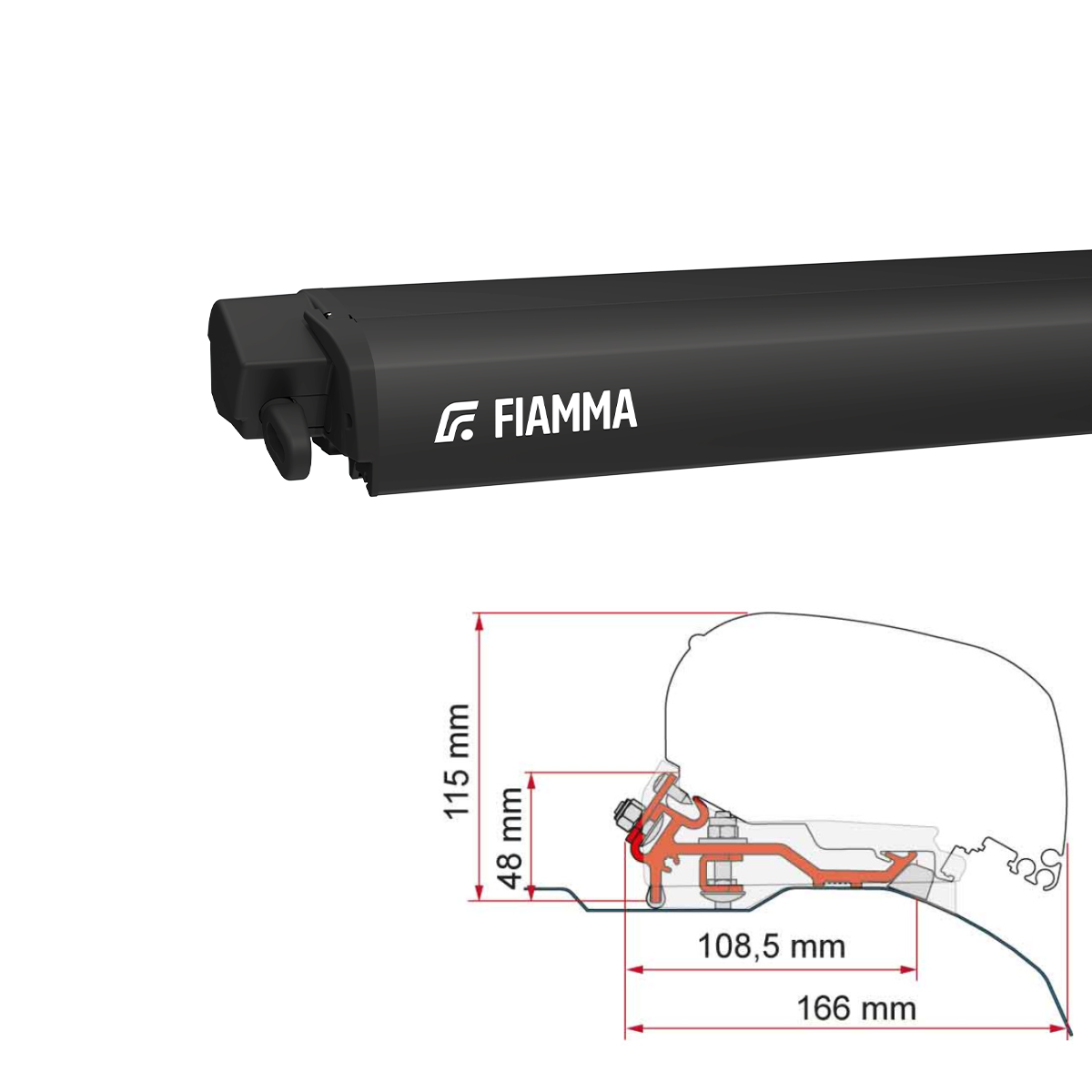 FIAMMA F80 S Markisenpaket fuer Fiat Ducato 320 Royal grey Gehaeuse deep black - 07831N03R
