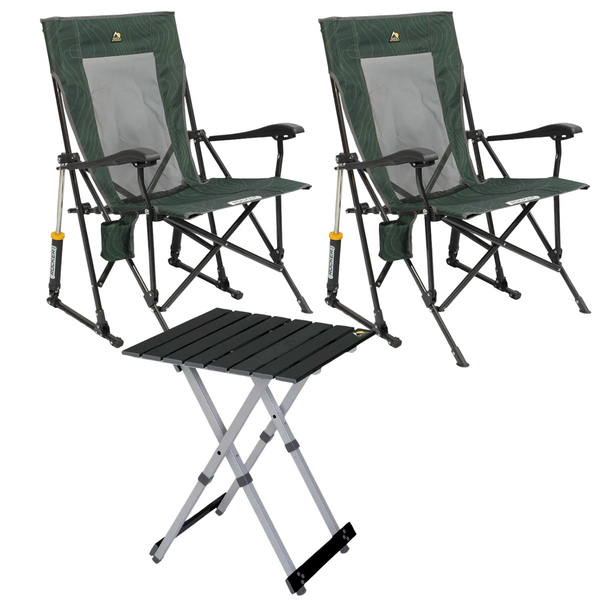 Set GCI Tisch Camp Table 20 - 2 Schaukelstuehle RoadTrip Rocker Hunter Topo - 376286 39126