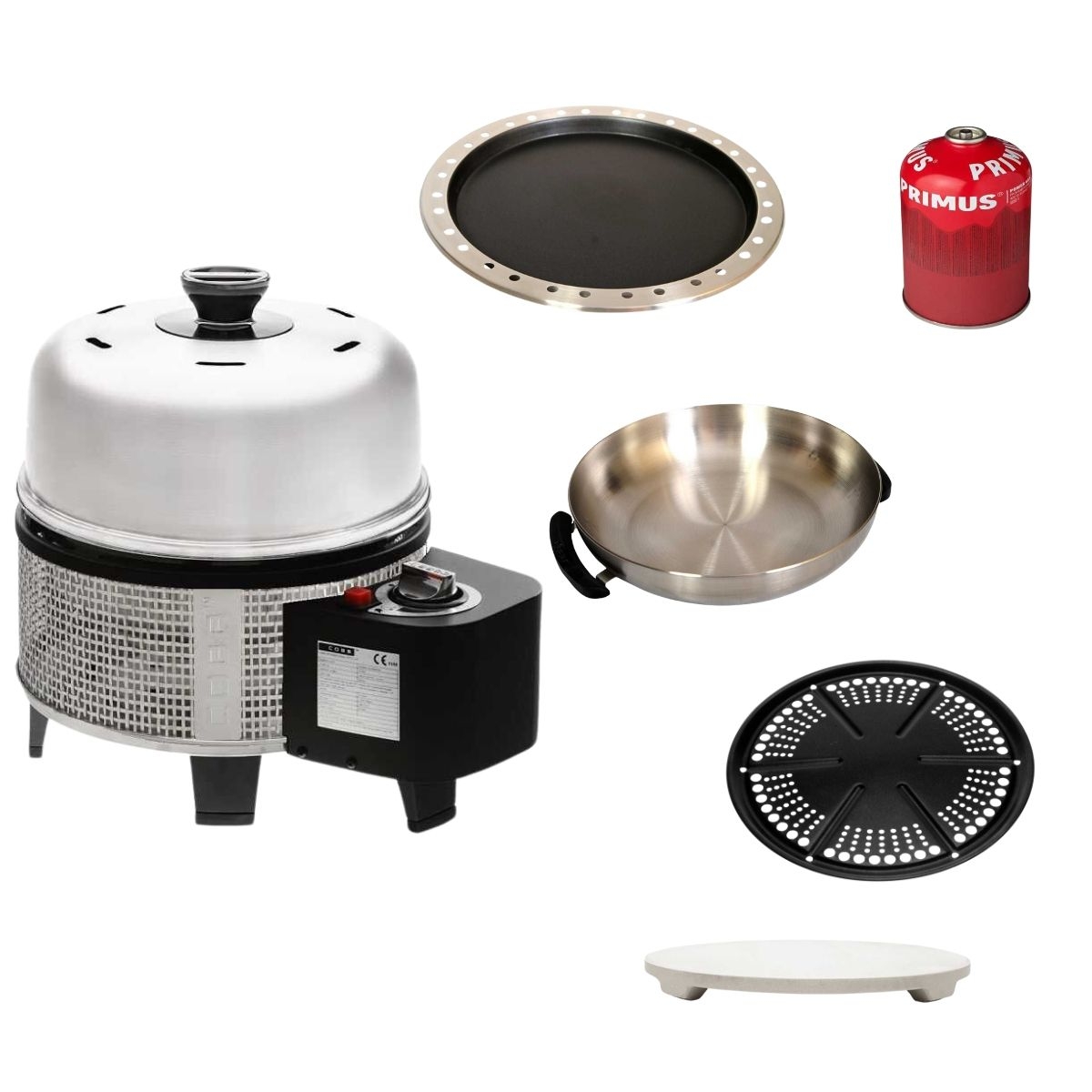 COBB Gas Deluxe 2.0 und Griddle Premier - und Pfanne und Wok und Grillplatte und Pizzastein und Gaskartusche