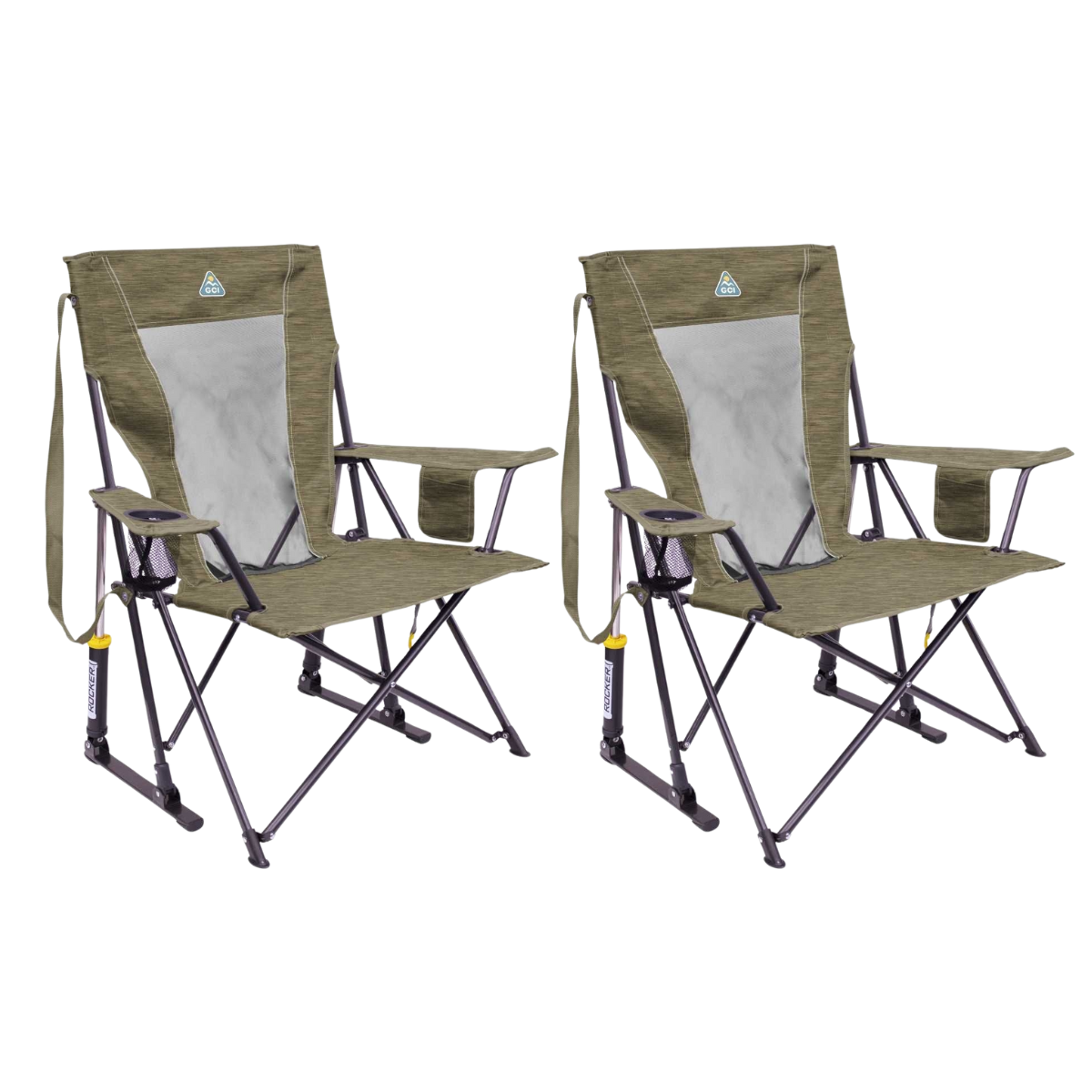 Set GCI faltbarer Schaukelstuhl Comfort Pro Rocker XL Heathered Aged Fatiguel 2 Stuehle - 520340