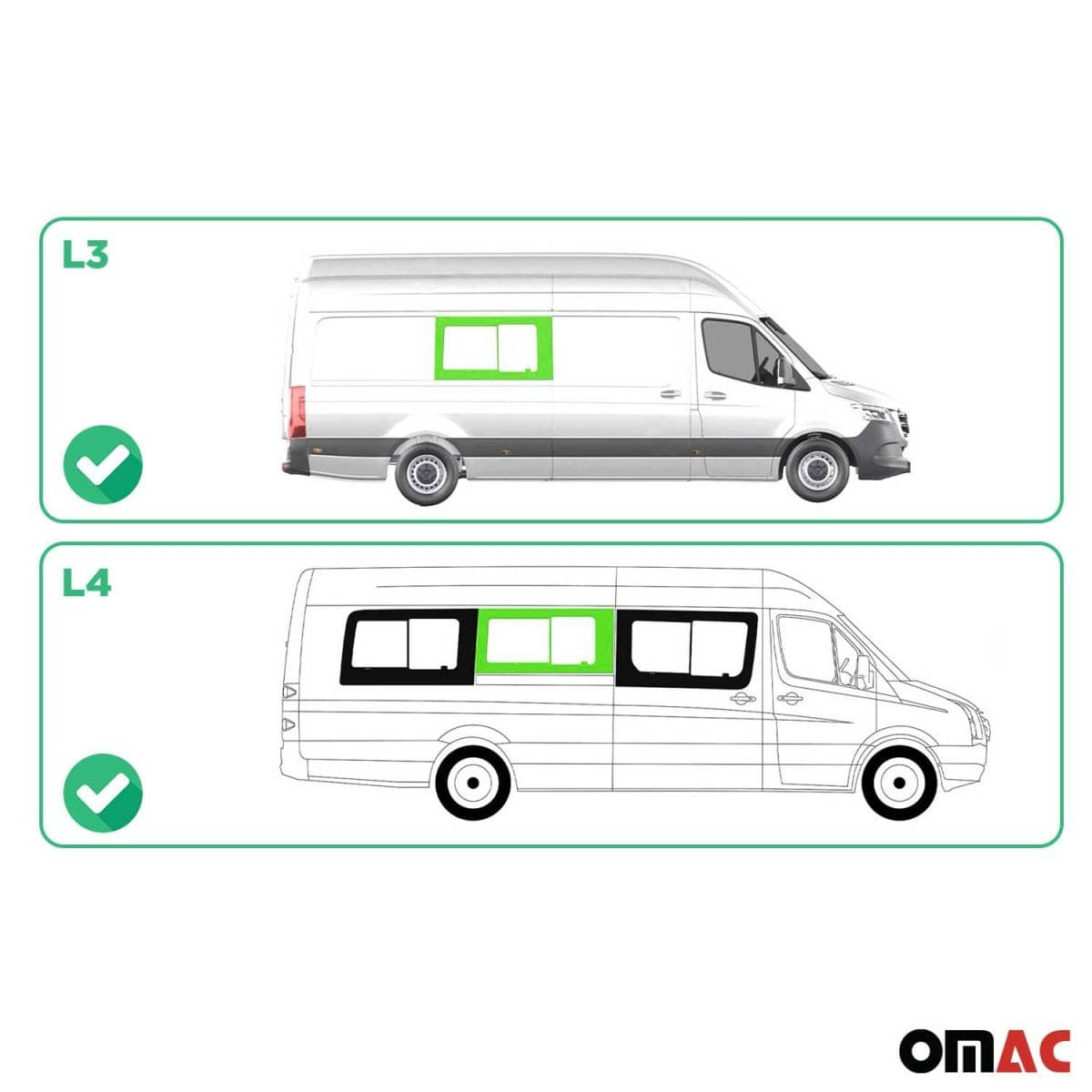 OMAC Seitenfenster Schiebefenster MB Sprinter W906 L3/L4 Bj. 2006-2018 Mitte Rechts Schiebetür OMAC Seitenfenster Schiebefenster MB Sprinter W906 L3-L4 Bj. 2006-2018 Mitte Rechts Schiebetuer - 4724405-1MSDSR