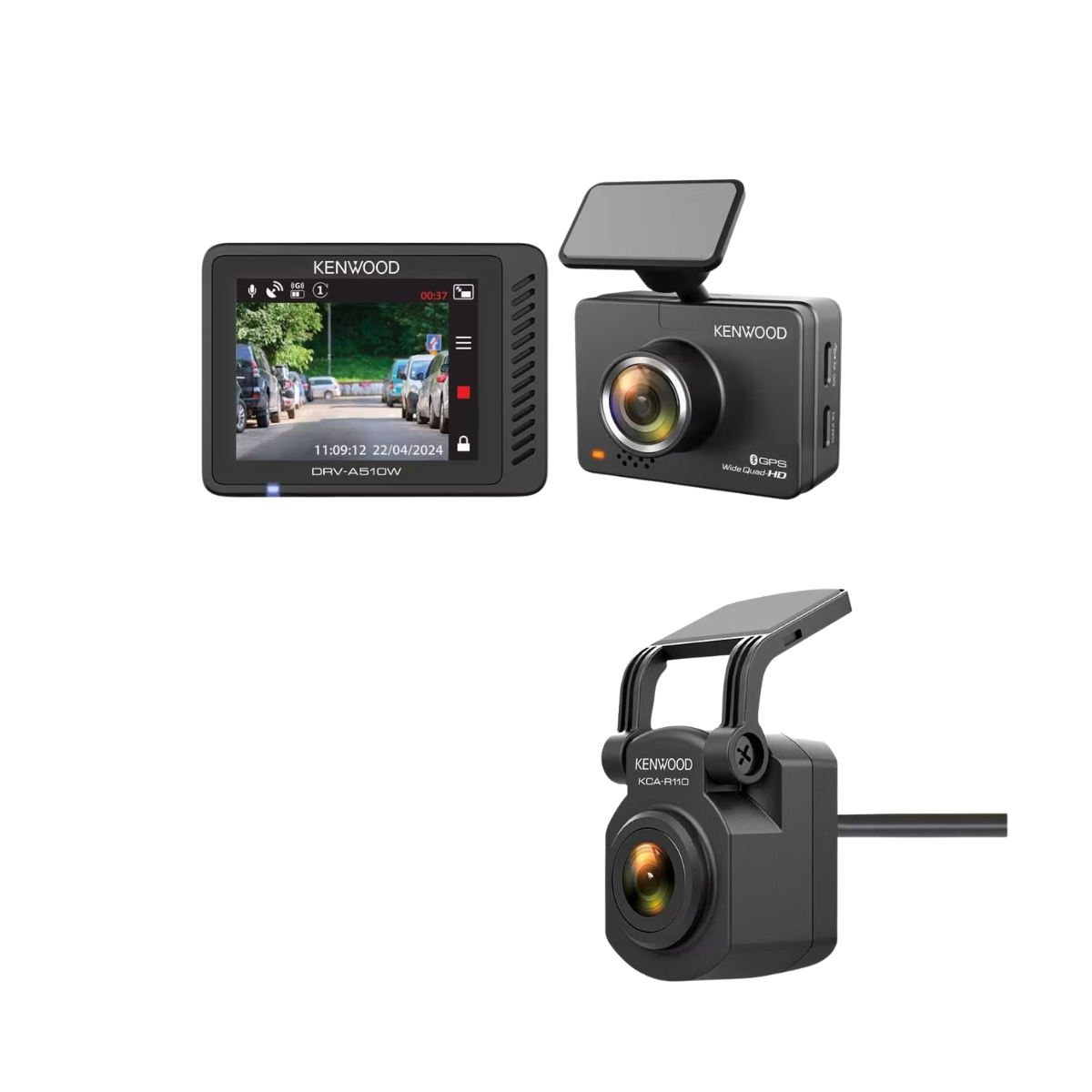 KENWOOD DashCam DRV-A510W inkl. Full-HD-Ruecksichtkamera KCA-R110