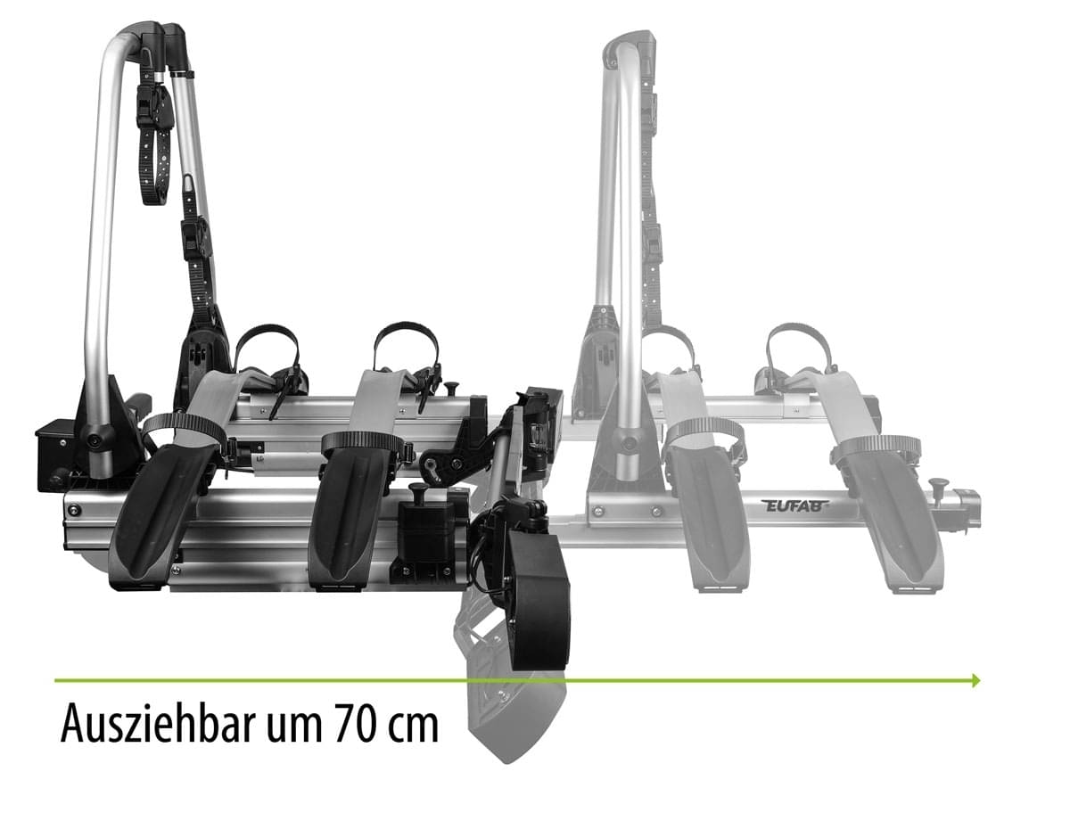 EUFAB SD260 Fahrradtraeger fuer 3 Raeder 2-1 Hecktueren inkl. Erweiterung - Rampe - 11654 11641 11640
