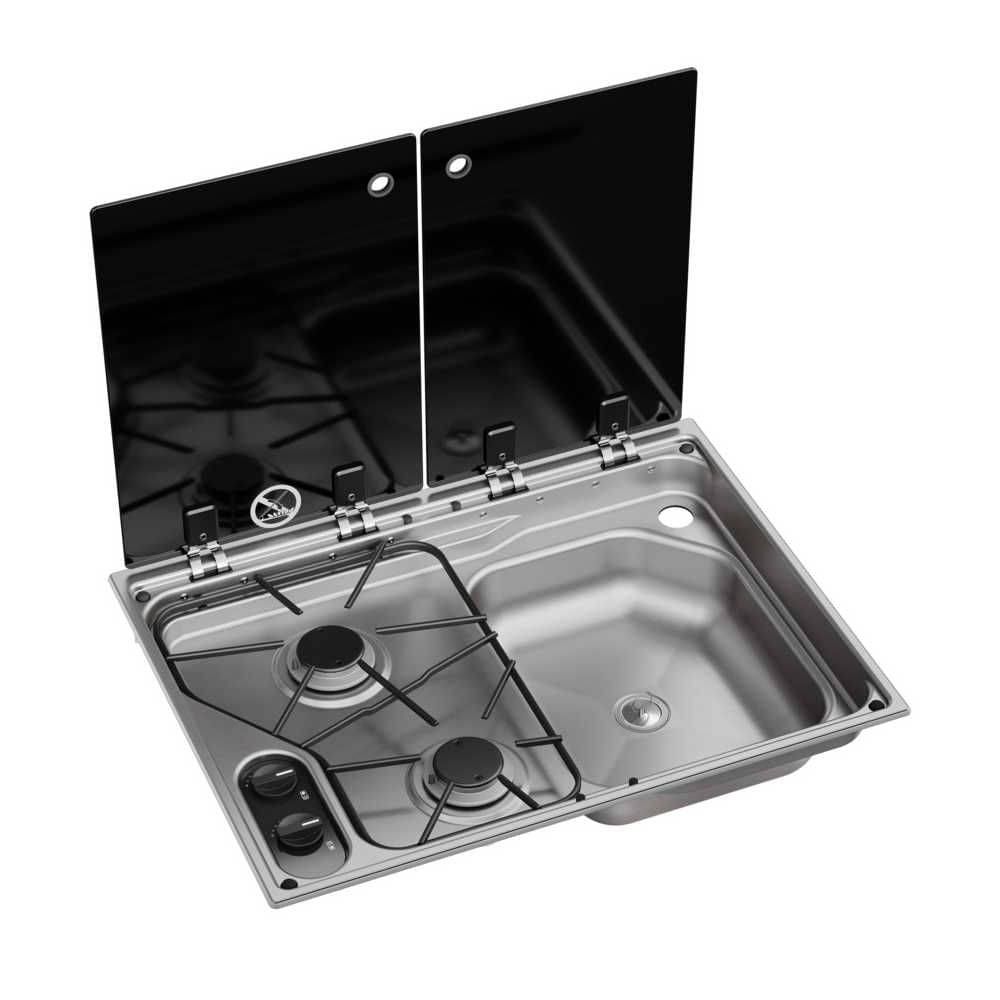 DOMETIC Kocher-Spuelen-Kombination CVC1525G- mit Glasabdeckung- Edelstahl - 9600051237