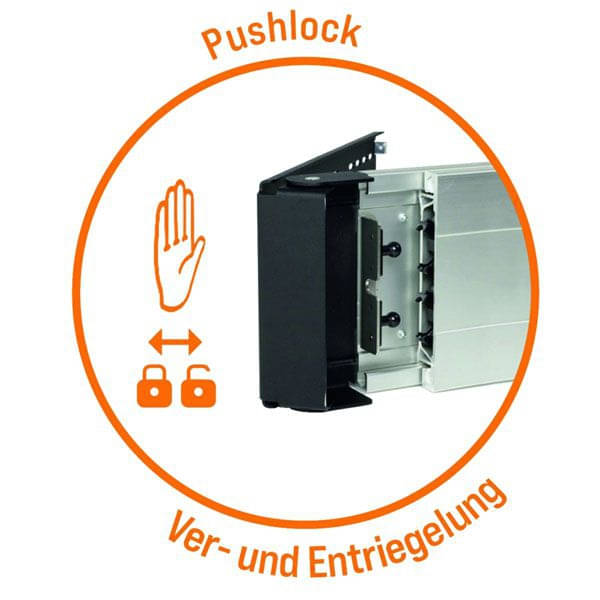 CARATEC Flex CFA102L TV-Halter seitlicher Auszug mit Pushlock Ver- und Entriegelung, silber CARATEC Flex CFA102L TV-Halter seitlicher Auszug mit Pushlock Ver- und Entriegelung- silber - CFA102L