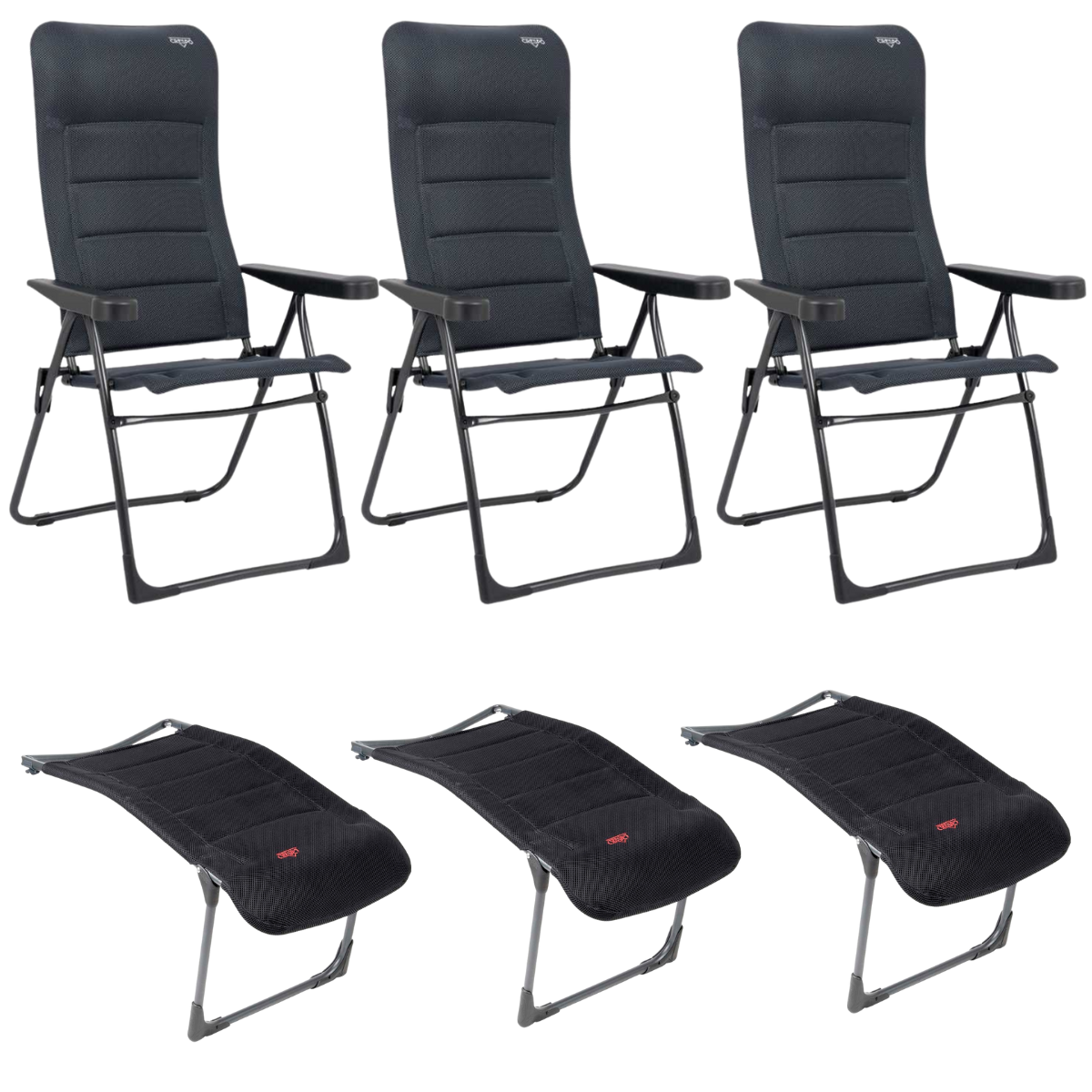 CRESPO Campingstuhl Air Deluxe AP-215-AD schwarz - Beinauflagen RP-215-AD 3er-Set - 1148026 1104883