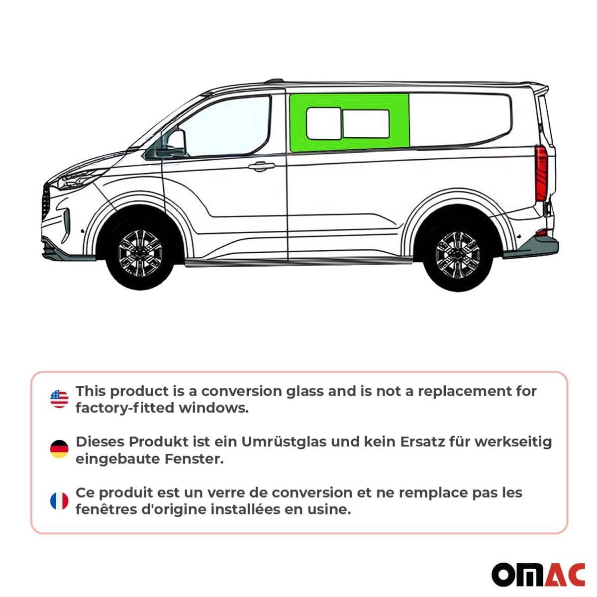 OMAC Seitenfenster Schiebefenster Ford Transit Custom V710 L1-L2 ab Bj. 2023 Vorne Links - 2659405-1FSSL