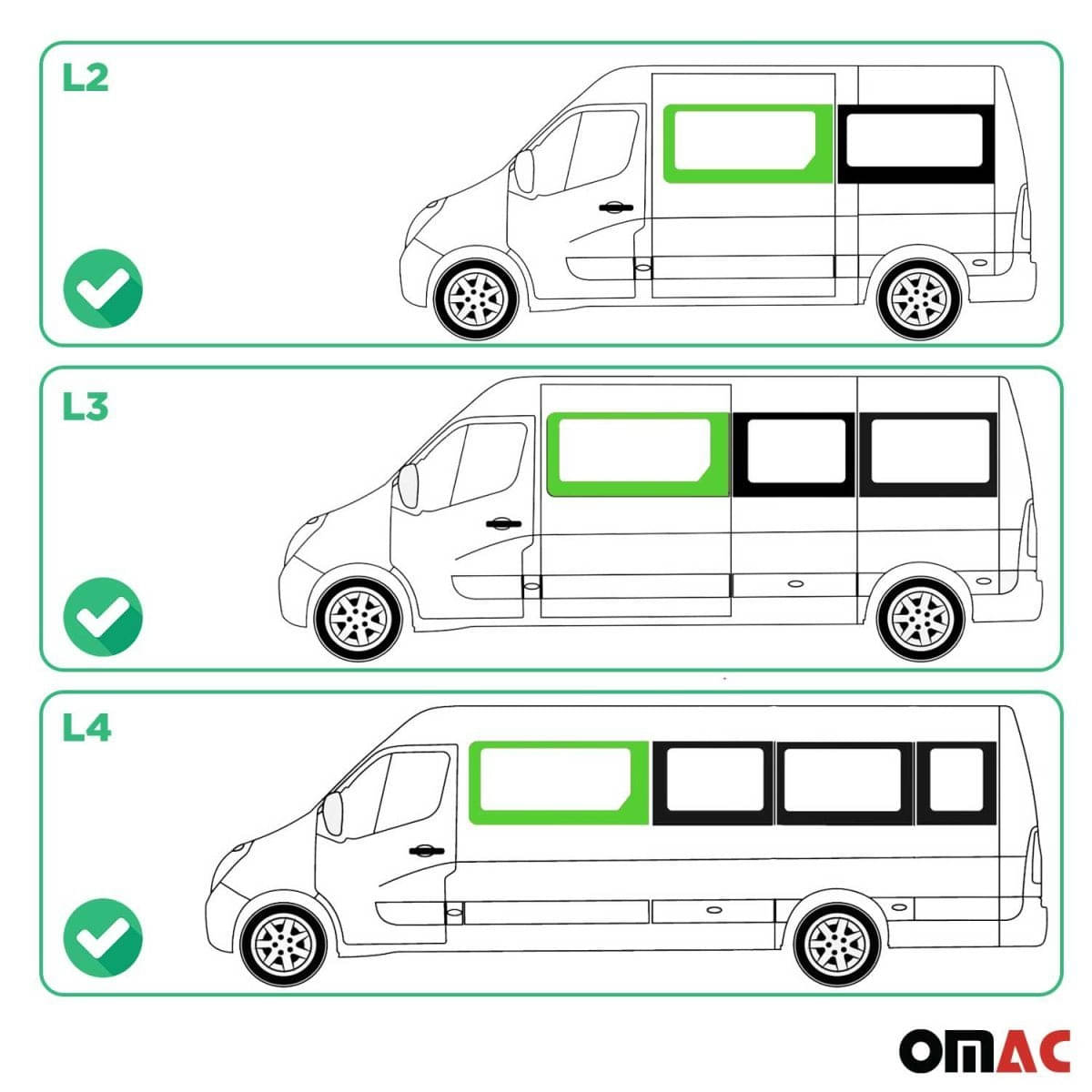 OMAC Seitenfenster Seitenscheibe Renault Master L2-L3-L4 ab Bj. 2010 Vorne Links - A050956