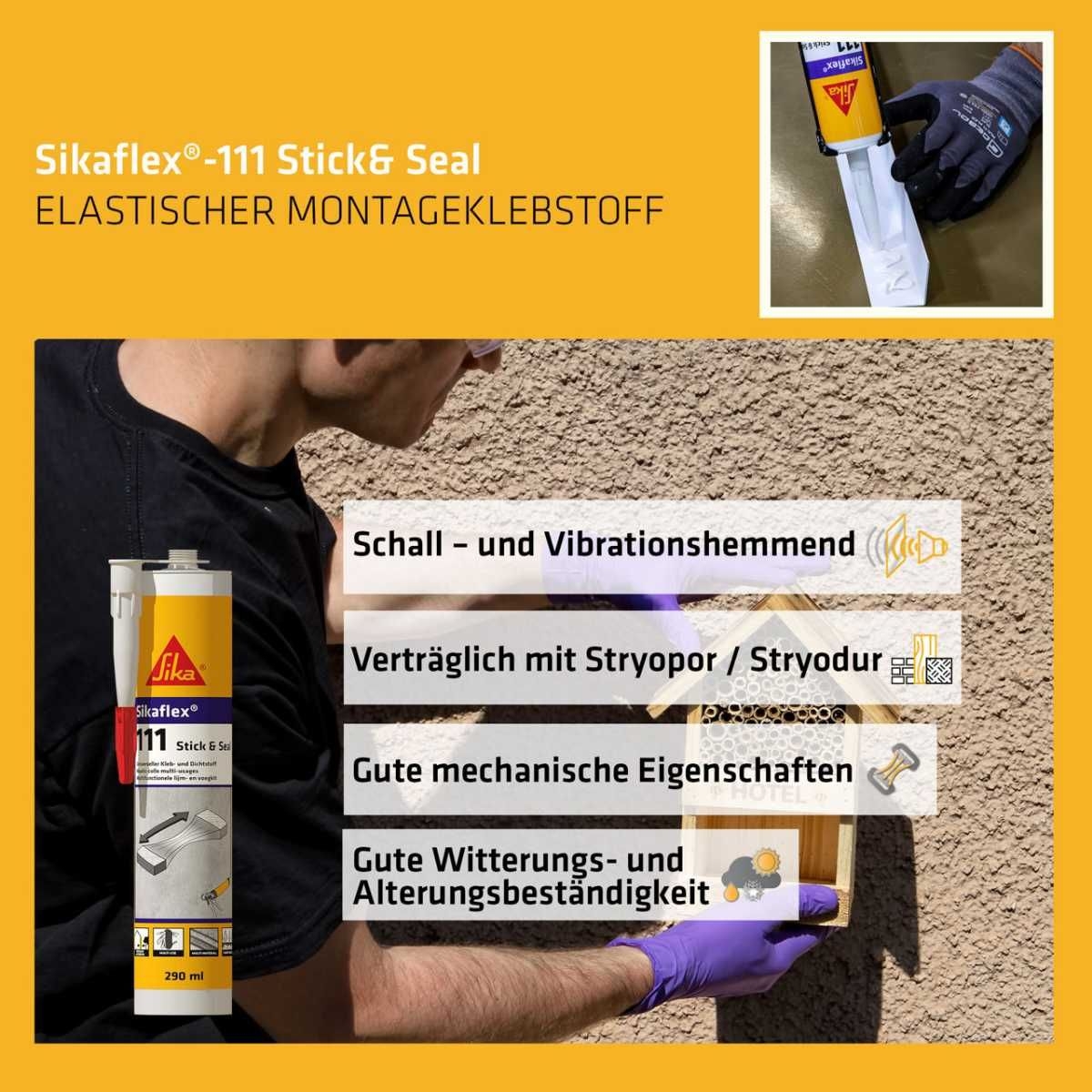 SIKA Kleb- und Dichtstoff Sikaflex - 111 Stick - Seal 290 ml - 582503