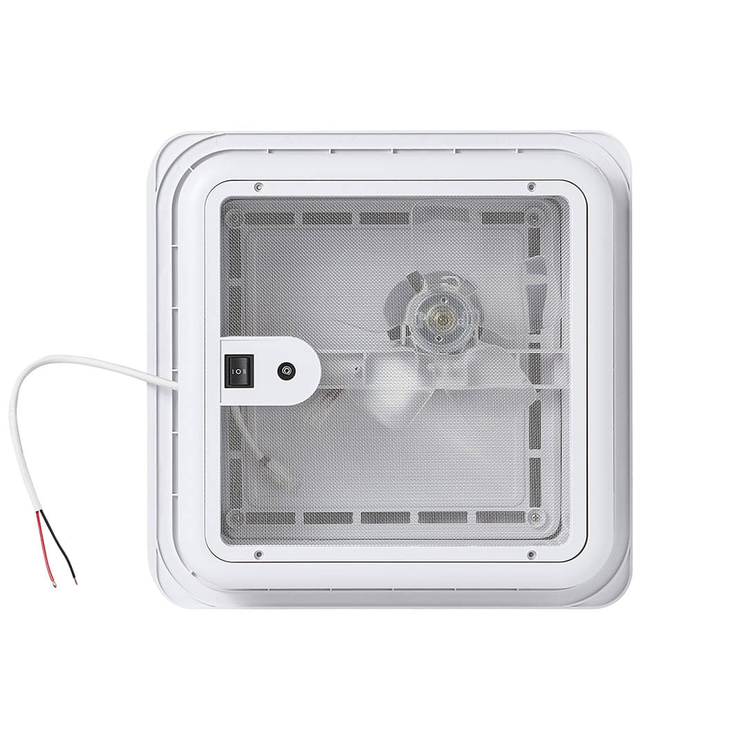 ProPlus Dachhaube mit 12V-Ventilator- 280x280 mm- Dachstaerke 28-80 mm- ohne Zwangsbelueftung- Weiss 610900V01